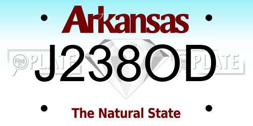 J238OD Arkansas License Plate