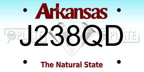 J238QD Arkansas License Plate
