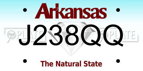 J238QQ Arkansas License Plate