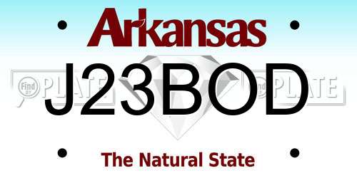 J23BOD Arkansas License Plate