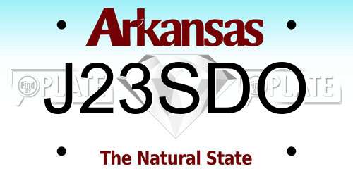 J23SDO Arkansas License Plate