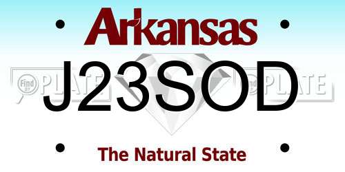 J23SOD Arkansas License Plate