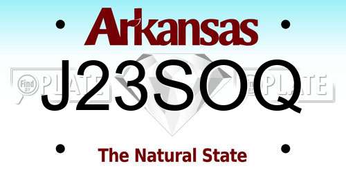 J23SOQ Arkansas License Plate