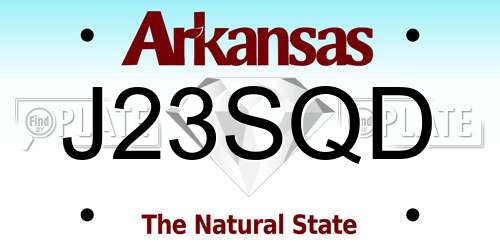 J23SQD Arkansas License Plate