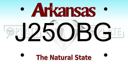 J25OBG Arkansas License Plate