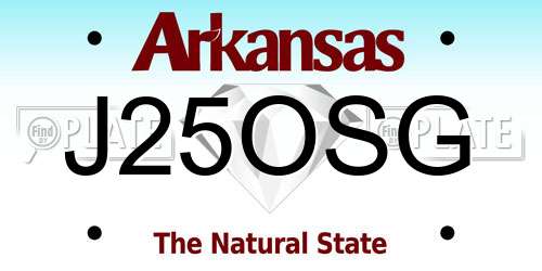 J25OSG Arkansas License Plate