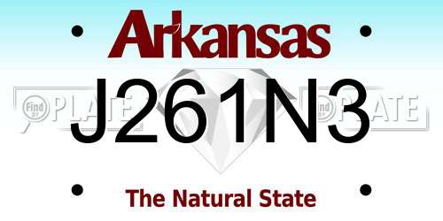 J261N3 Arkansas License Plate