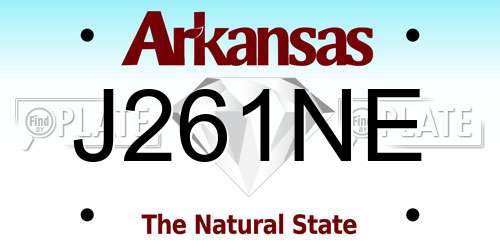 J261NE Arkansas License Plate