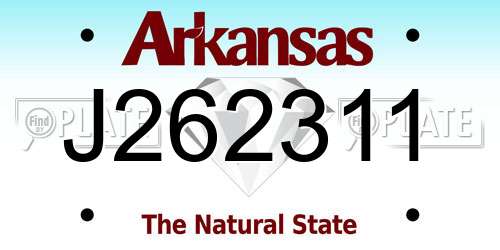 J262311 Arkansas License Plate