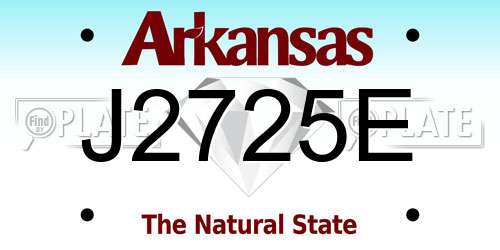 J2725E Arkansas License Plate
