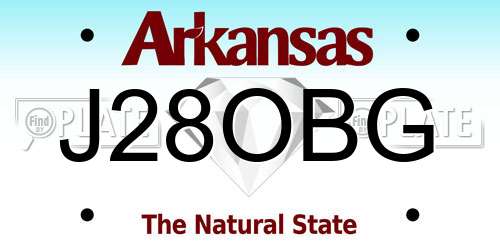 J28OBG Arkansas License Plate
