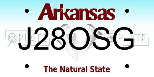 J28OSG Arkansas License Plate
