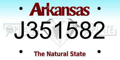 J351582 Arkansas License Plate