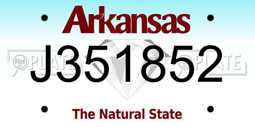 J351852 Arkansas License Plate