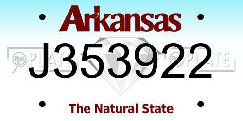J353922 Arkansas License Plate
