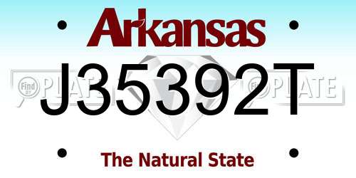 J35392T Arkansas License Plate