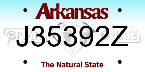 J35392Z Arkansas License Plate