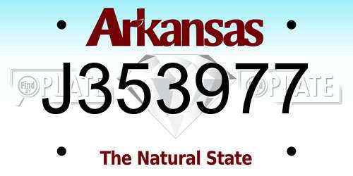J353977 Arkansas License Plate