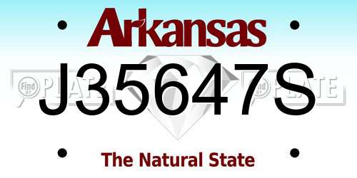J35647S Arkansas License Plate