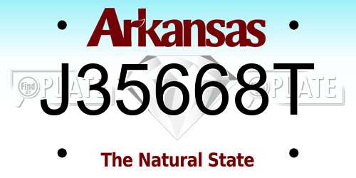 J35668T Arkansas License Plate