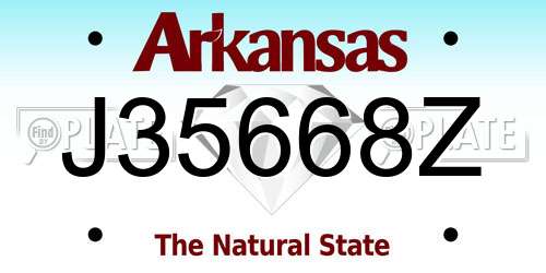 J35668Z Arkansas License Plate