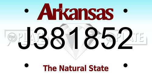 J381852 Arkansas License Plate