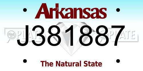 J381887 Arkansas License Plate