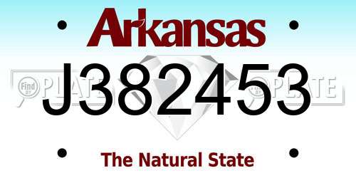 J382453 Arkansas License Plate