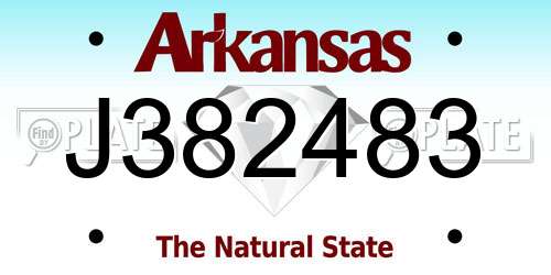 J382483 Arkansas License Plate