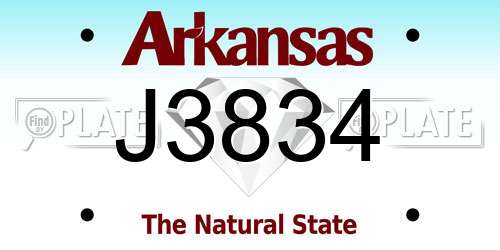 J3834 Arkansas License Plate
