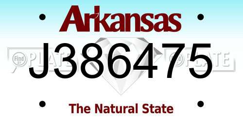 J386475 Arkansas License Plate