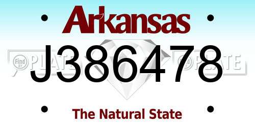 J386478 Arkansas License Plate
