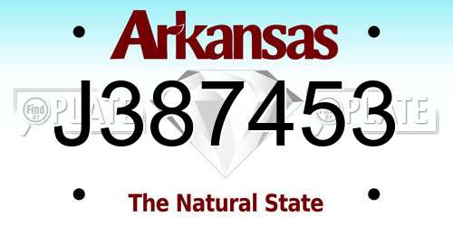 J387453 Arkansas License Plate