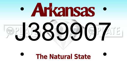 J389907 Arkansas License Plate