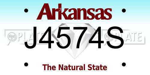 J4574S Arkansas License Plate