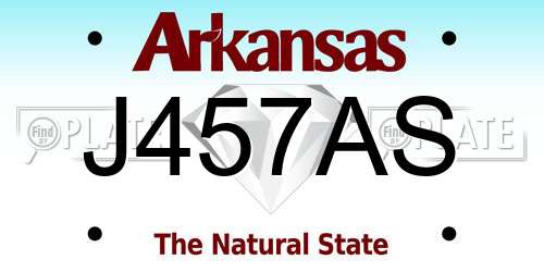 J457AS Arkansas License Plate