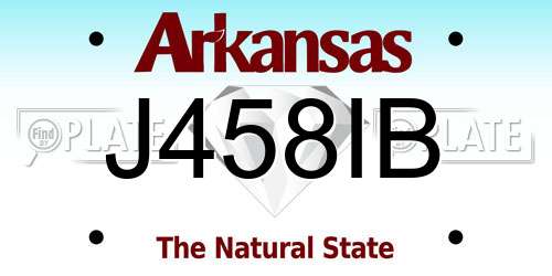 J458IB Arkansas License Plate
