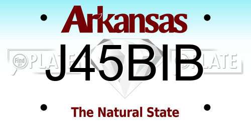 J45BIB Arkansas License Plate
