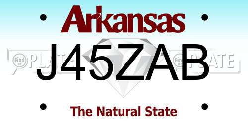 J45ZAB Arkansas License Plate