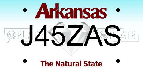 J45ZAS Arkansas License Plate