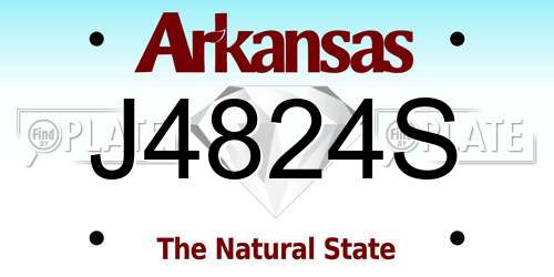 J4824S Arkansas License Plate