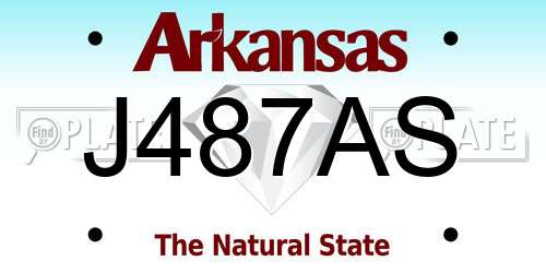J487AS Arkansas License Plate