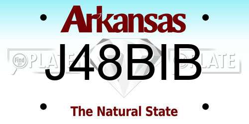 J48BIB Arkansas License Plate