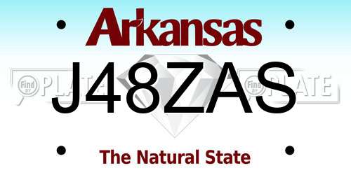 J48ZAS Arkansas License Plate