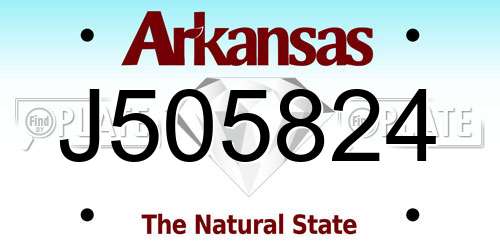J505824 Arkansas License Plate