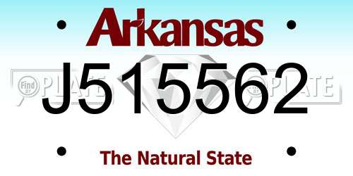 J515562 Arkansas License Plate