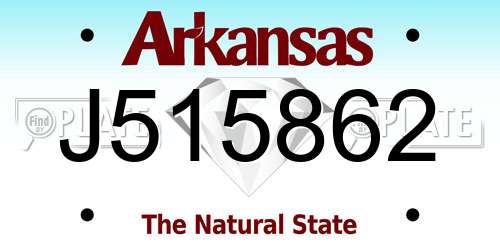 J515862 Arkansas License Plate