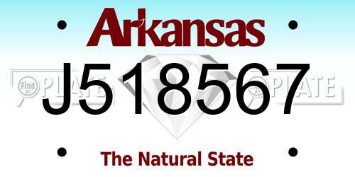 J518567 Arkansas License Plate