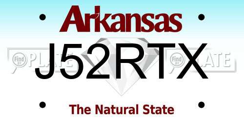 J52RTX Arkansas License Plate