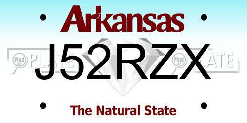 J52RZX Arkansas License Plate